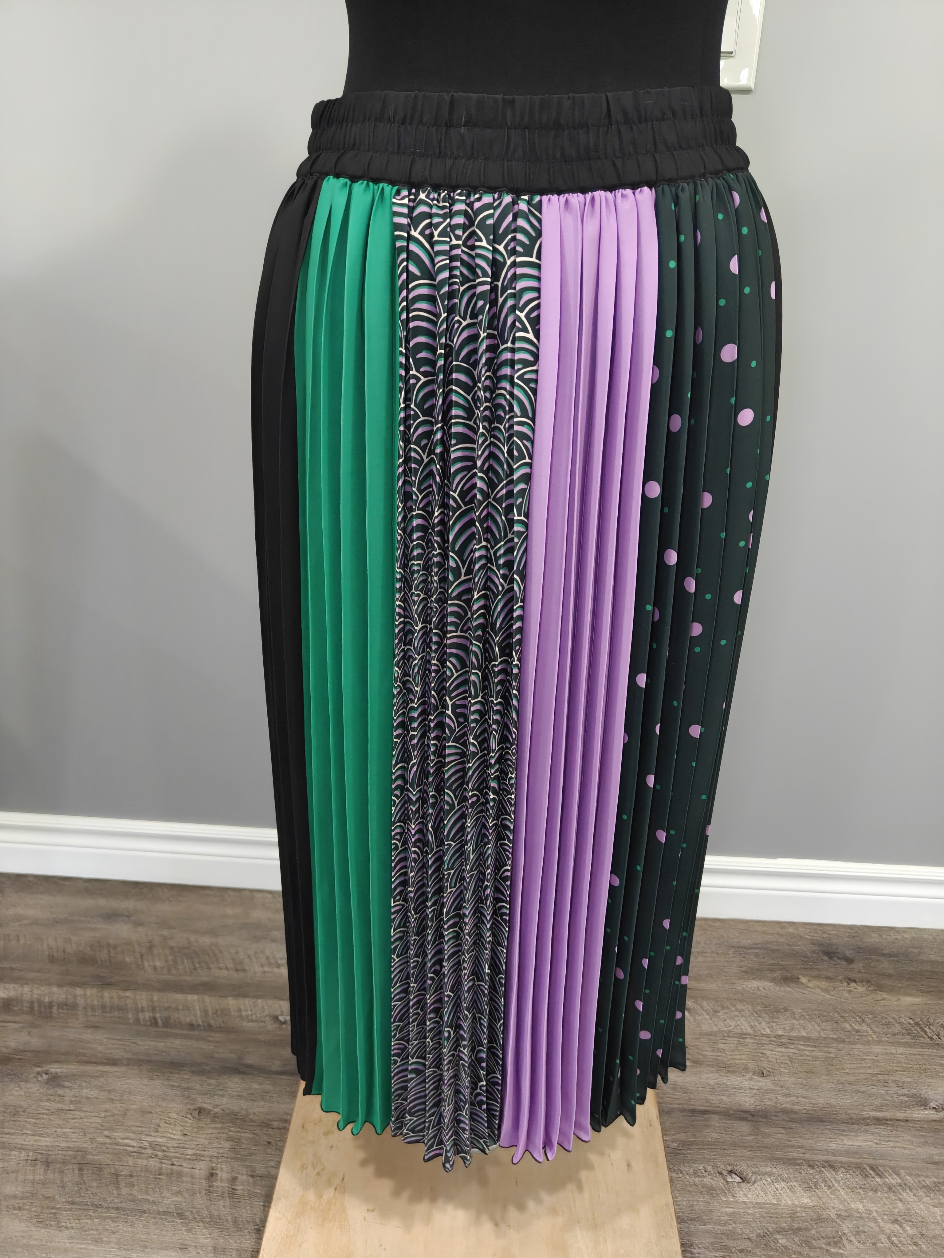 Kate Spade New York Pop Dots Pleated Mixed-Print Midi Skirt Size S Like New!